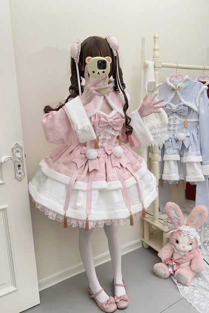 Gothic Lolita Dress - Snow Rabbit, Pink, Bow Detail, Ruffled, Long Sleeves - additional product view 2