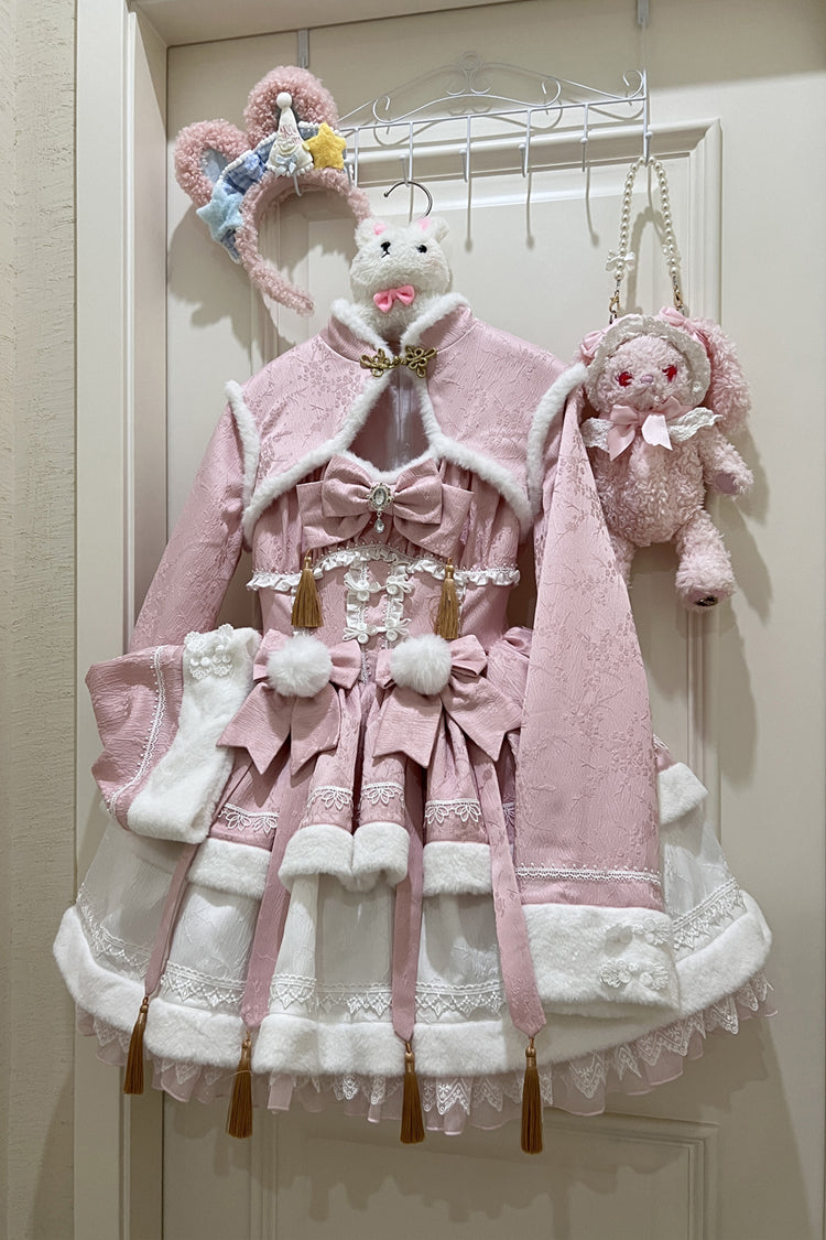 Gothic Lolita Dress - Snow Rabbit, Pink, Bow Detail, Ruffled, Long Sleeves - additional product view 3