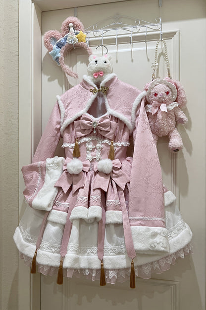 Gothic Lolita Dress - Snow Rabbit, Pink, Bow Detail, Ruffled, Long Sleeves - additional product view 3