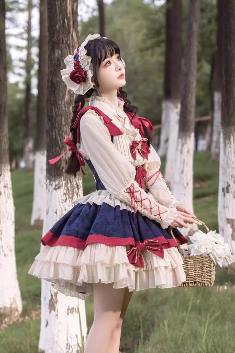 Gothic Lolita Dress - Snow White Multi-color, White, Bow Detail, Ruffled, Layered - additional product view 2