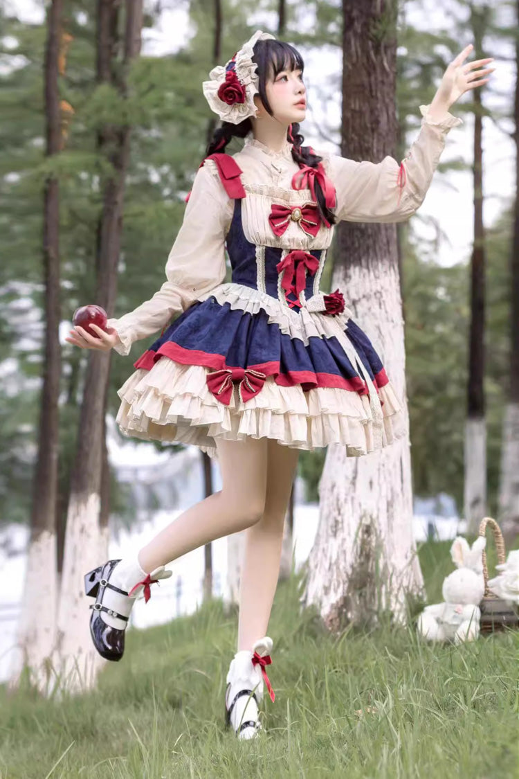 Gothic Lolita Dress - Snow White Multi-color, White, Bow Detail, Ruffled, Layered - additional product view 4