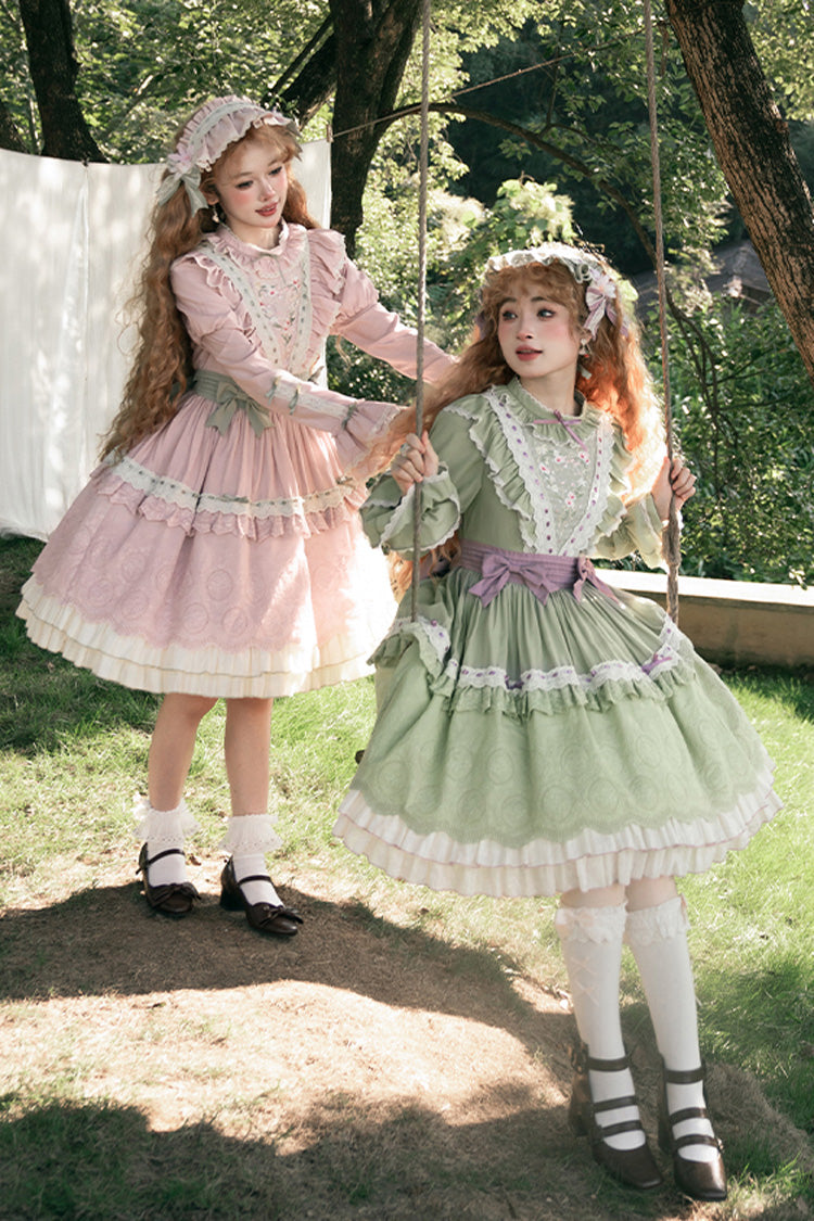 Gothic Lolita Dress - Solitary Orchid In Quiet Valley, Pink, Embroidered, Layered - additional product view 2
