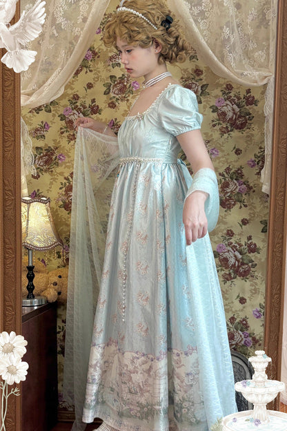 Gothic Lolita Dress - Spring Of Nai, Green, Square Collar, Sweet Style, Printed - additional product view 4