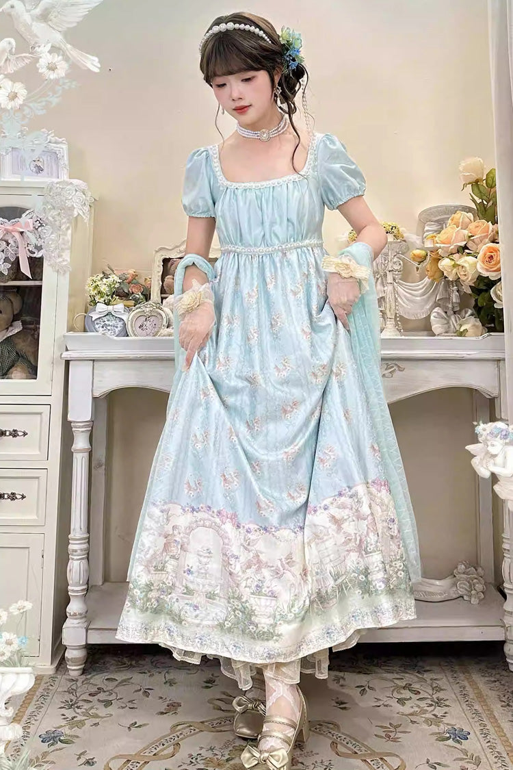 Gothic Lolita Dress - Spring Of Nai, Green, Square Collar, Sweet Style, Printed - additional product view 5