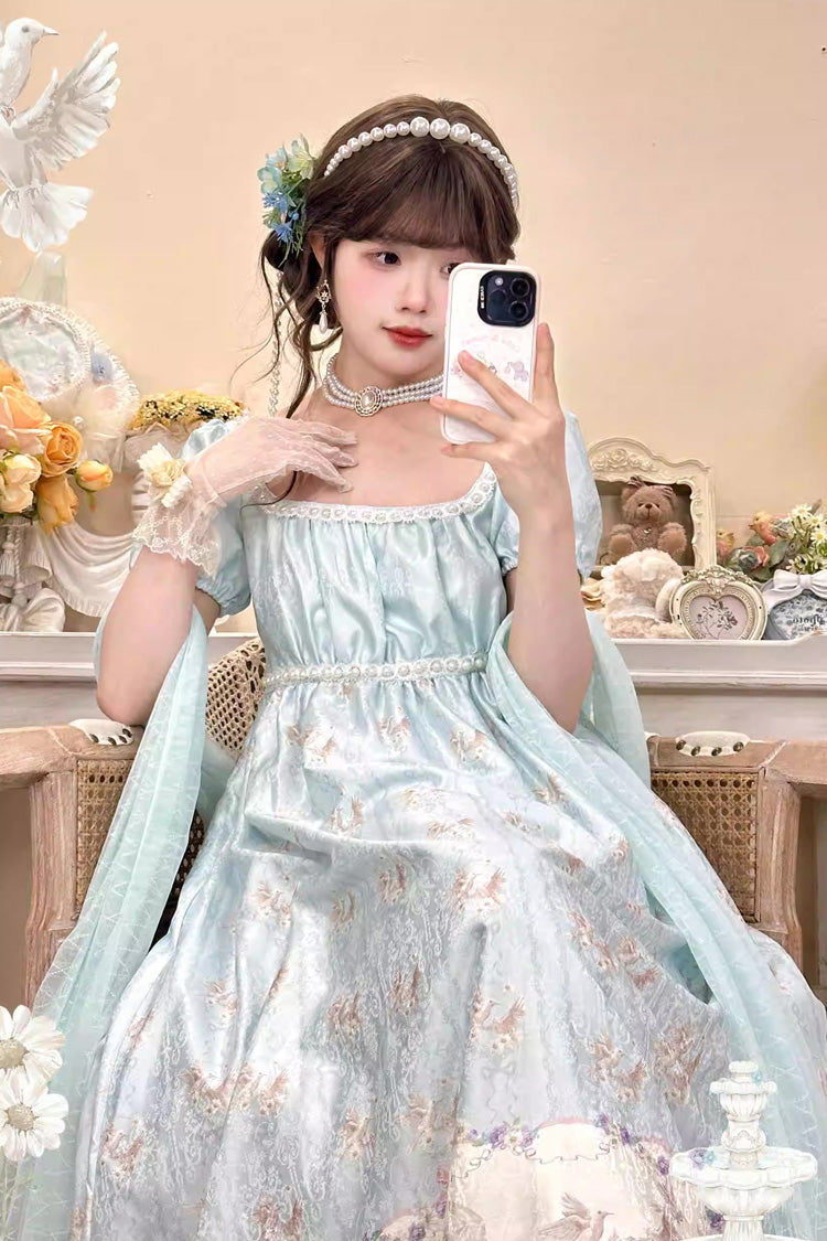 Gothic Lolita Dress - Spring Of Nai, Green, Square Collar, Sweet Style, Printed - additional product view 6