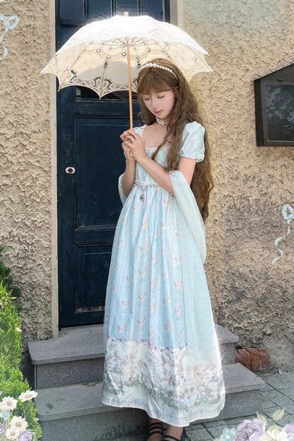 Gothic Lolita Dress - Spring Of Nai, Green, Square Collar, Sweet Style, Printed - additional product view 8