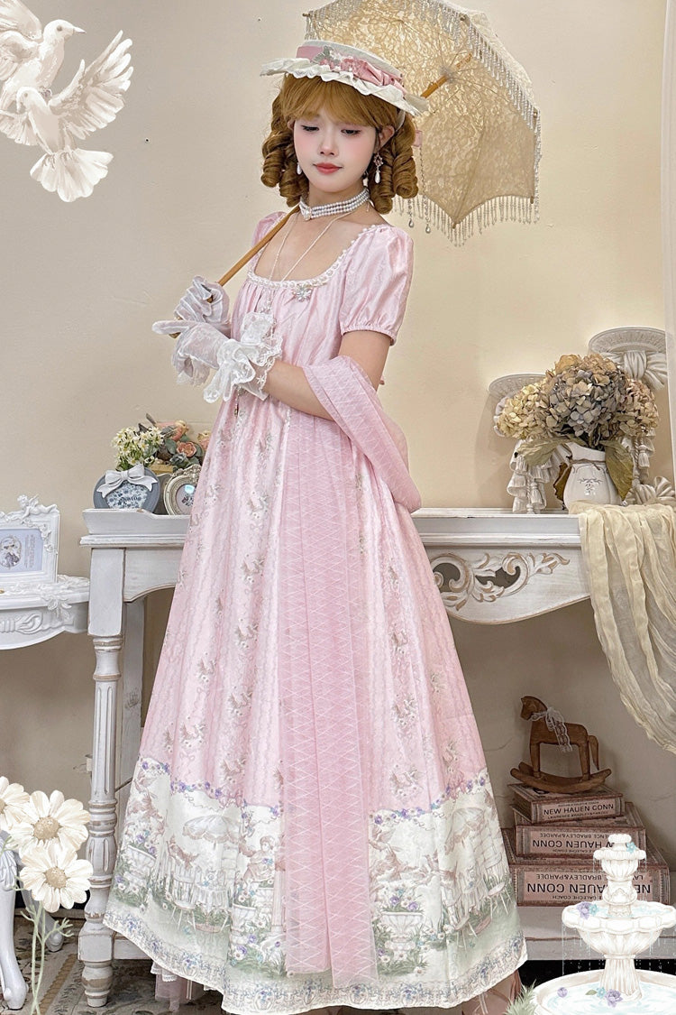 Gothic Lolita Dress - Spring Of Nai, Pink, Square Collar, Sweet Style, Printed - additional product view 3