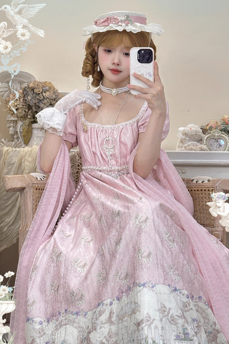Gothic Lolita Dress - Spring Of Nai, Pink, Square Collar, Sweet Style, Printed - additional product view 4