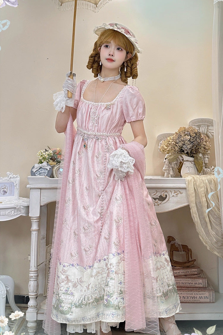 Gothic Lolita Dress - Spring Of Nai, Pink, Square Collar, Sweet Style, Printed - main product image