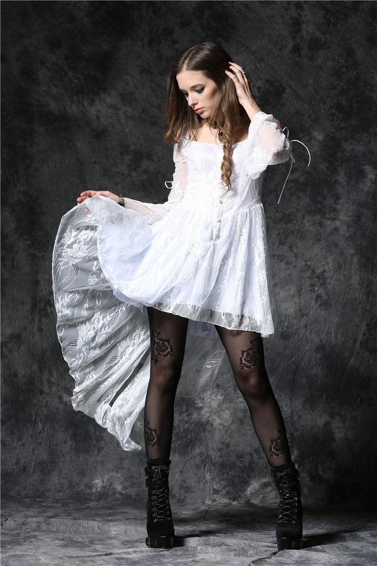 Gothic Lolita Dress - Square Collar Overlay, White, Square Collar, Women's Style - additional product view 8