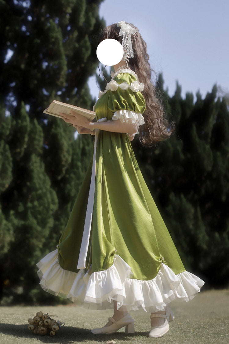Gothic Lolita Dress - Square Collar Ruffle Bowknot, Green, Square Collar, Sweet Style - additional product view 8