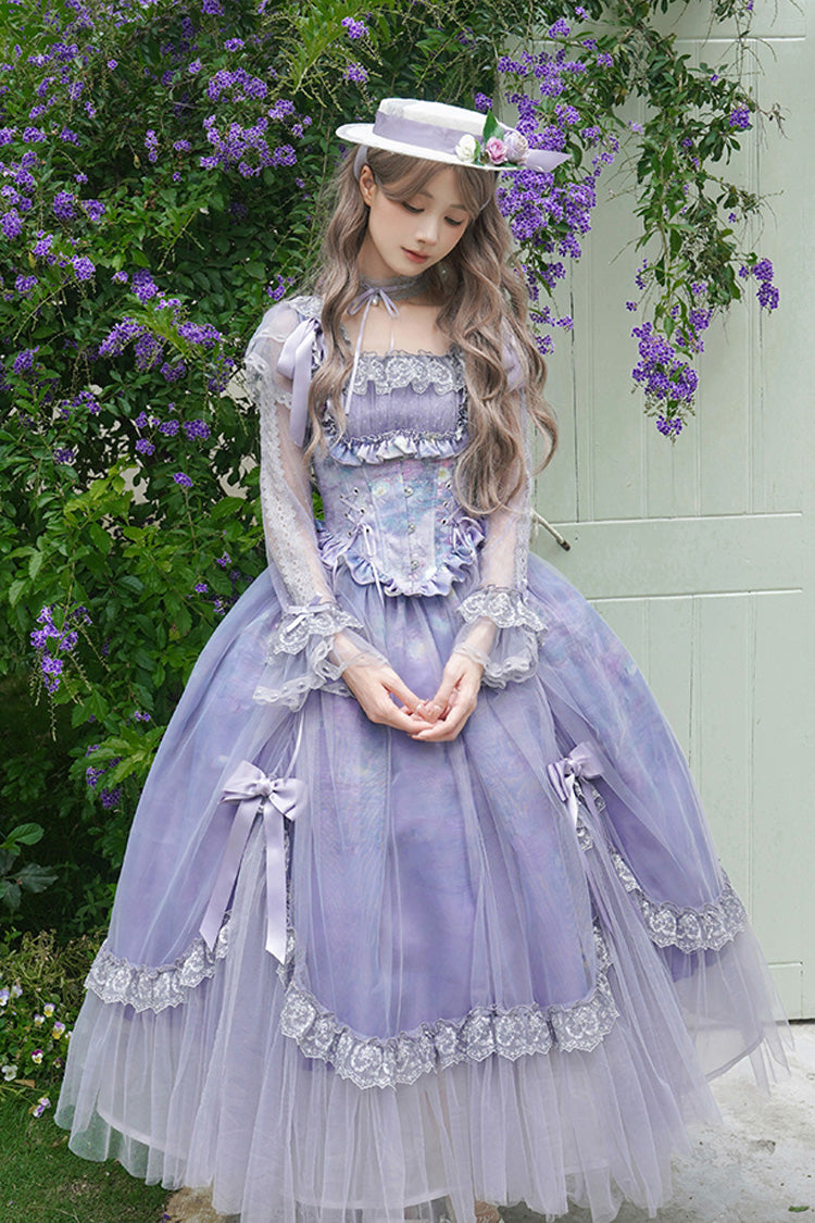 Gothic Lolita Dress - Square Collar Ruffle Bowknot, Purple, Square Collar, Ruffled - additional product view 8