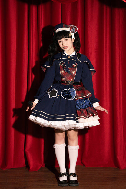 Gothic Lolita Dress - Starlight Academy Style, 2 Colors, Plaid, Long Sleeves, Sweet Style - additional product view 2