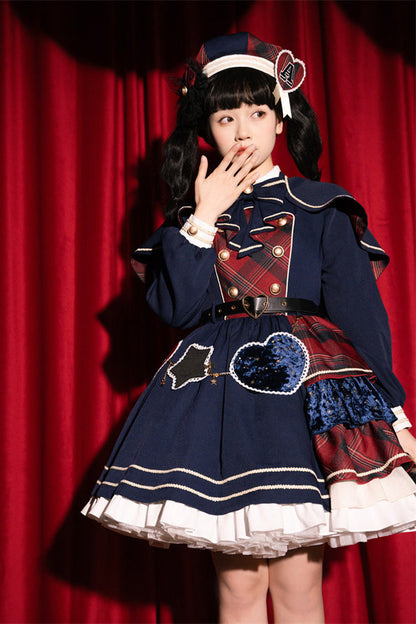 Gothic Lolita Dress - Starlight Academy Style, 2 Colors, Plaid, Long Sleeves, Sweet Style - additional product view 7