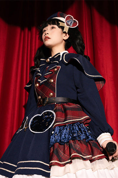 Gothic Lolita Dress - Starlight Academy Style, 2 Colors, Plaid, Long Sleeves, Sweet Style - additional product view 8