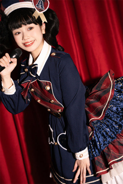 Gothic Lolita Dress - Starlight Academy Style, 2 Colors, Plaid, Long Sleeves, Sweet Style - additional product view 10