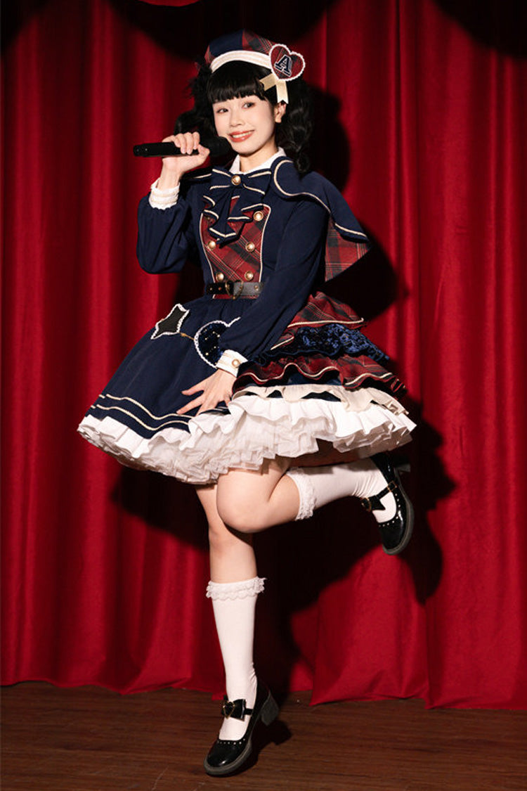 Gothic Lolita Dress - Starlight Academy Style, 2 Colors, Plaid, Long Sleeves, Sweet Style - additional product view 11