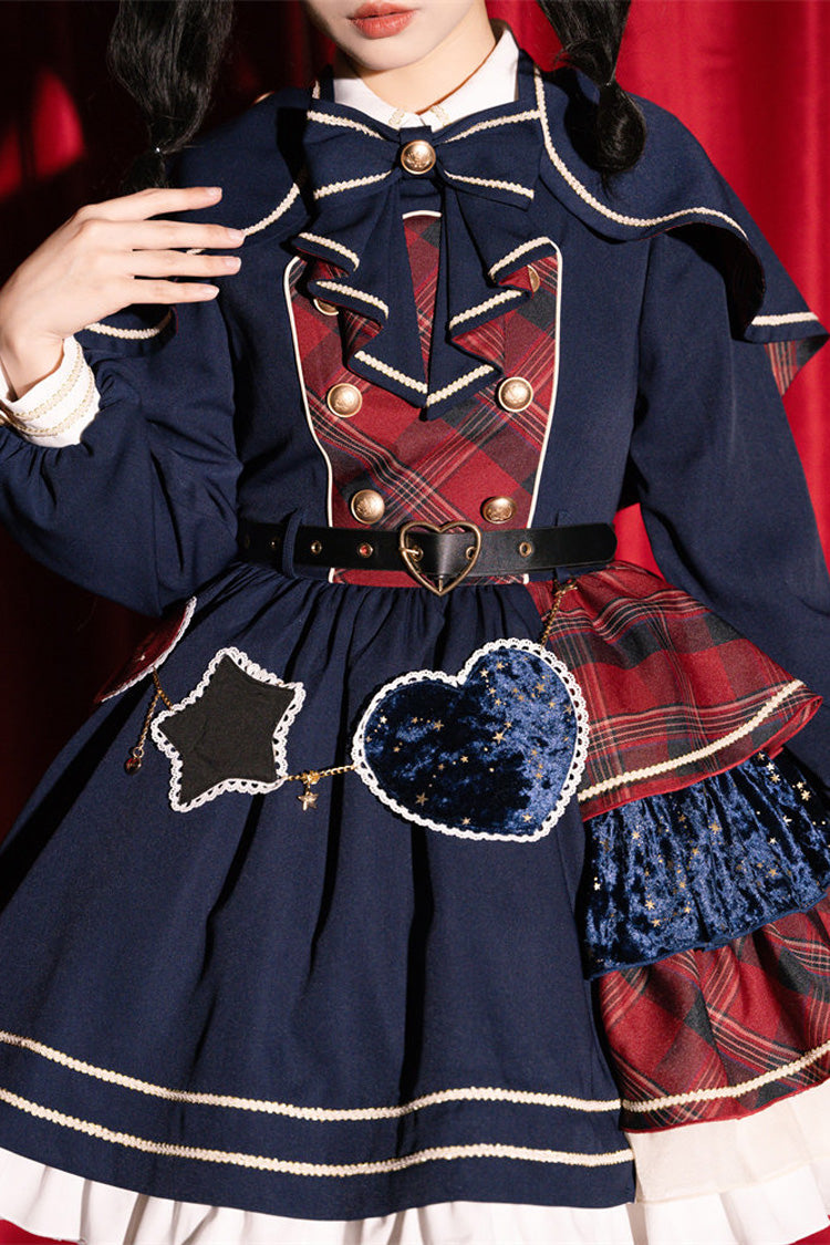 Gothic Lolita Dress - Starlight Academy Style, 2 Colors, Plaid, Long Sleeves, Sweet Style - additional product view 13