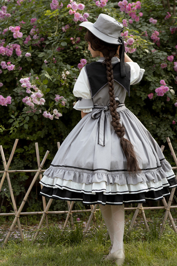 Gothic Lolita Dress - Steel Rose, Gray, Sweet Style, Bow Detail, Ruffled - additional product view 8