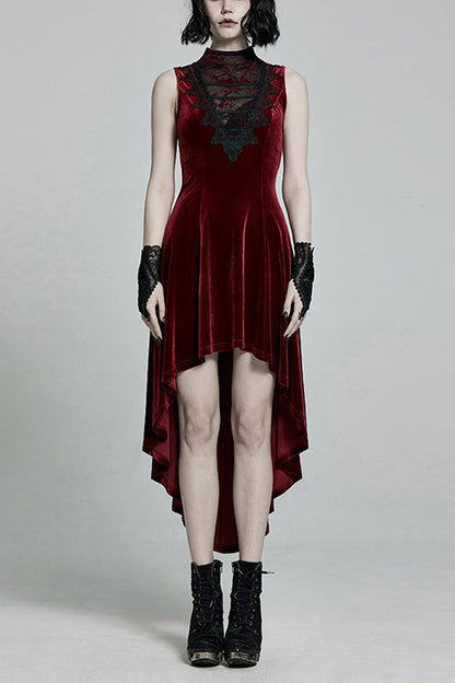 Gothic Lolita Dress - Stitching Lace-up Mesh Colors, 2 Colors, Women's Style, Lace Trim - S Red / L Red / 2XL Red option