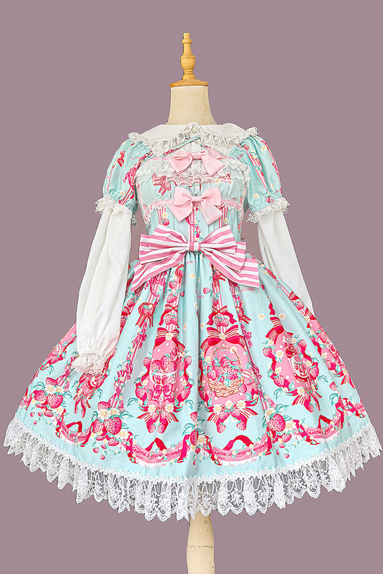 Gothic Lolita Dress - Strawberry Chef, 4 Colors, Bow Detail, Lace Trim, Printed - additional product view 4