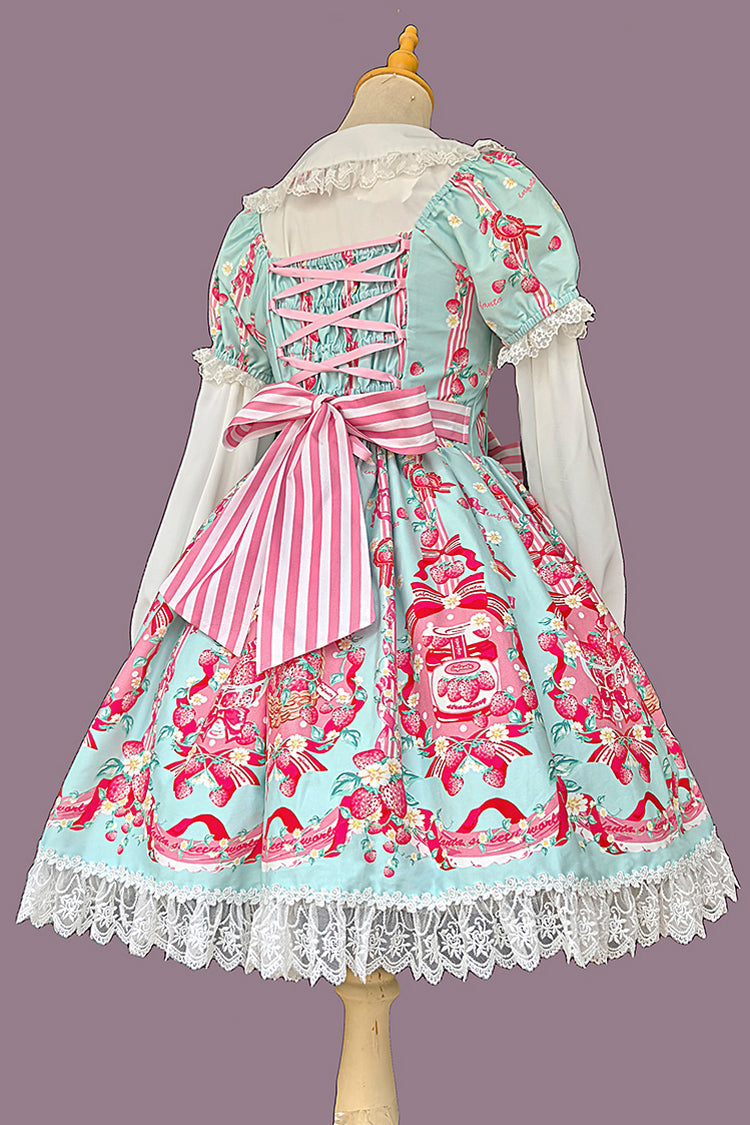 Gothic Lolita Dress - Strawberry Chef, 4 Colors, Bow Detail, Lace Trim, Printed - additional product view 7