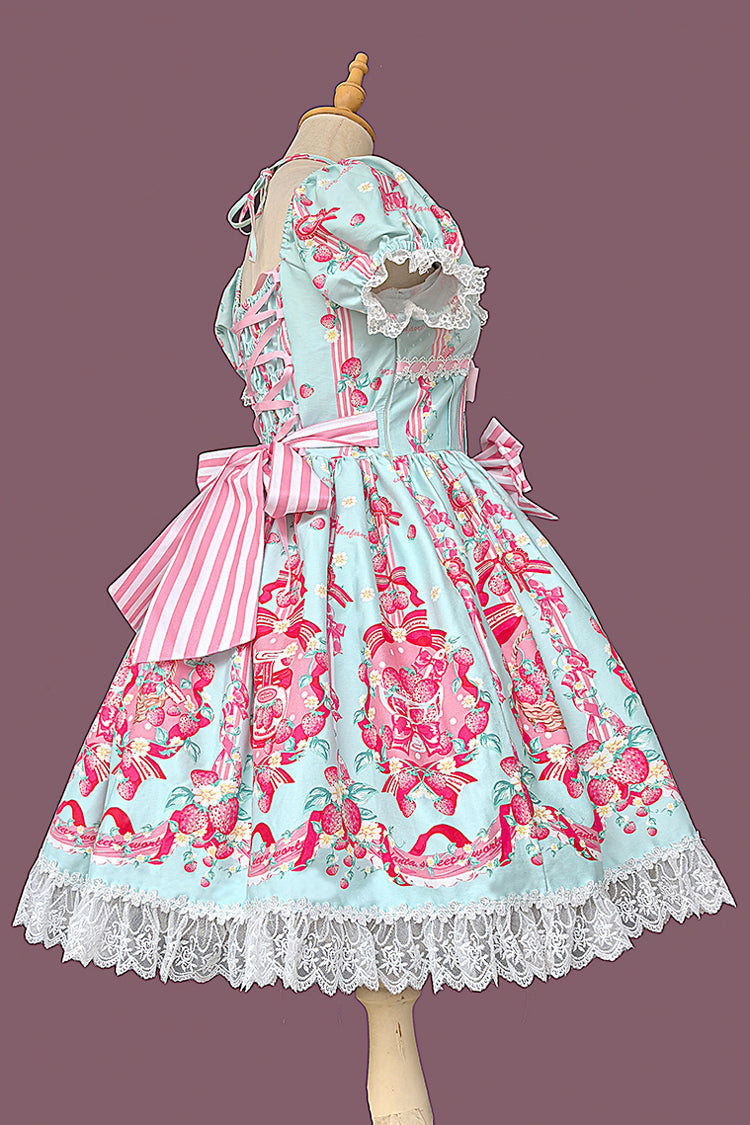 Gothic Lolita Dress - Strawberry Chef, 4 Colors, Bow Detail, Lace Trim, Printed - additional product view 8
