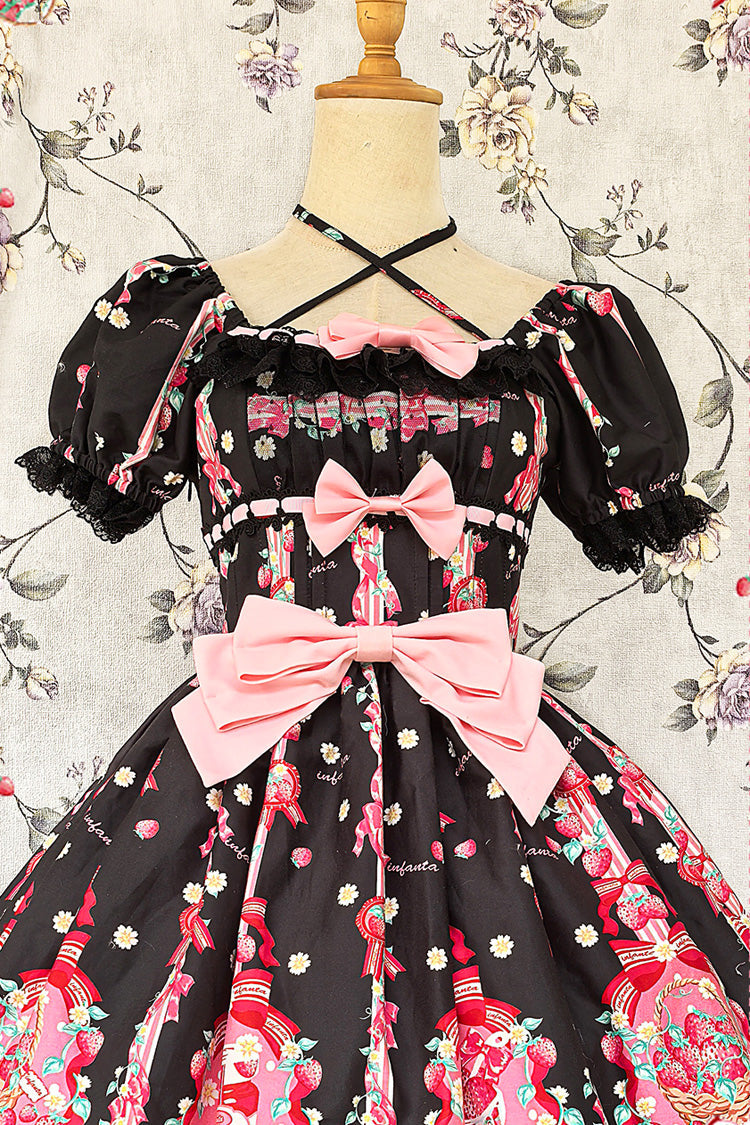 Gothic Lolita Dress - Strawberry Chef, 4 Colors, Bow Detail, Lace Trim, Printed - additional product view 11