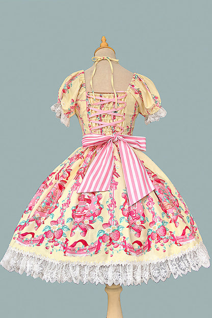 Gothic Lolita Dress - Strawberry Chef, 4 Colors, Bow Detail, Lace Trim, Printed - additional product view 15