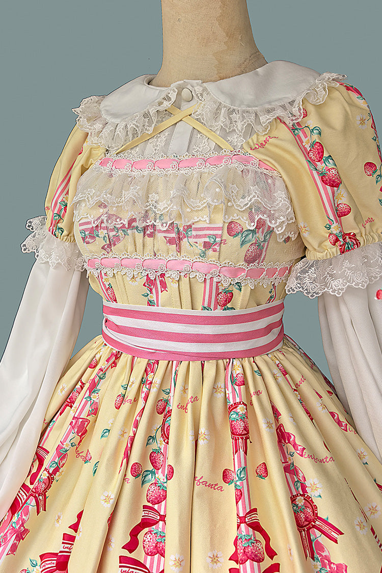 Gothic Lolita Dress - Strawberry Chef, 4 Colors, Bow Detail, Lace Trim, Printed - additional product view 17