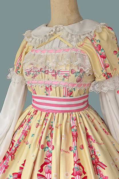 Gothic Lolita Dress - Strawberry Chef, 4 Colors, Bow Detail, Lace Trim, Printed - additional product view 17
