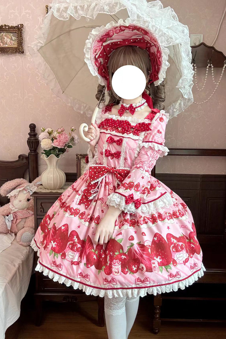 Gothic Lolita Dress - Strawberry Gift Box, Pink, Ruffled, Printed, Sweet Style - additional product view 2