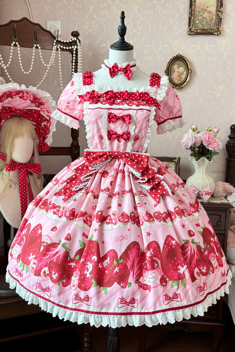 Gothic Lolita Dress - Strawberry Gift Box, Pink, Ruffled, Printed, Sweet Style - additional product view 3