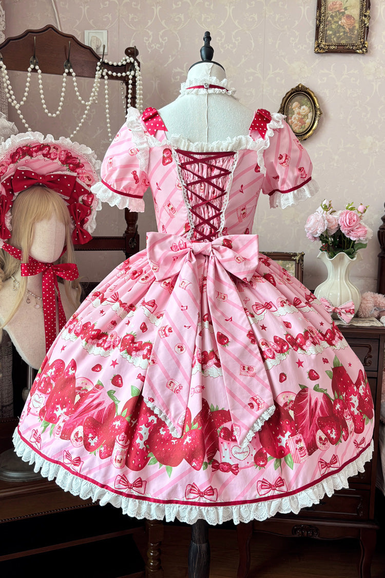 Gothic Lolita Dress - Strawberry Gift Box, Pink, Ruffled, Printed, Sweet Style - additional product view 4