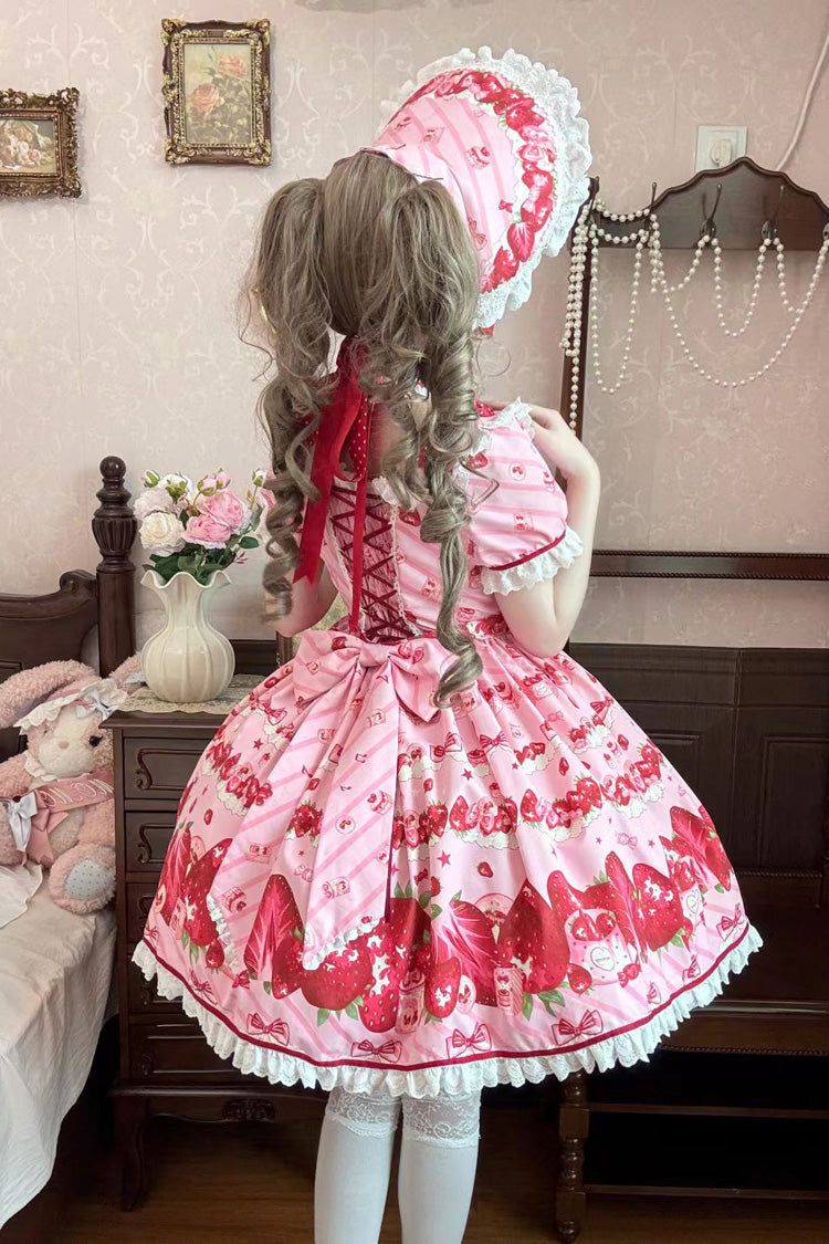 Gothic Lolita Dress - Strawberry Gift Box, Pink, Ruffled, Printed, Sweet Style - additional product view 5