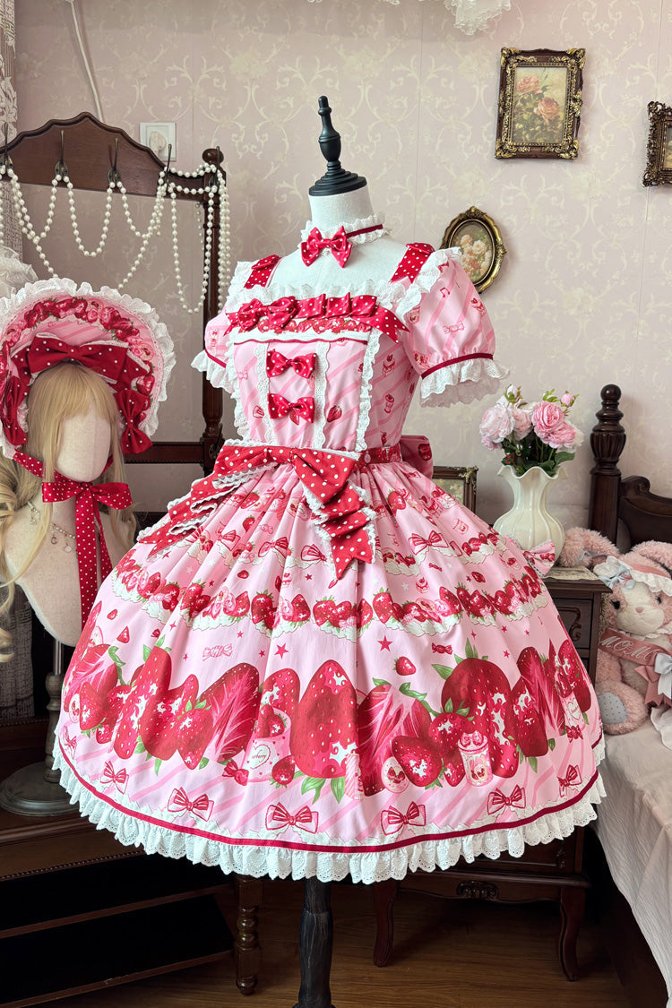 Gothic Lolita Dress - Strawberry Gift Box, Pink, Ruffled, Printed, Sweet Style - additional product view 6