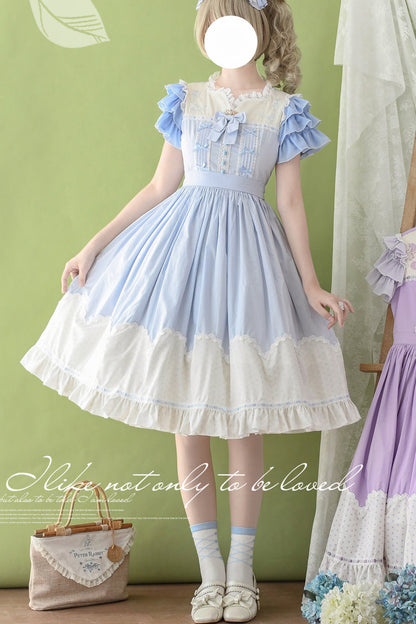 Gothic Lolita Dress - Summer Wind, 3 Colors, Embroidered, Sweet Style, Ruffled - S Blue / M Blue / L Blue option