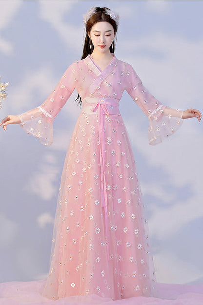 Gothic Lolita Dress - Sunflower, Pink, Chinese-Inspired Style, Embroidered, Sweet Style - additional product view 2