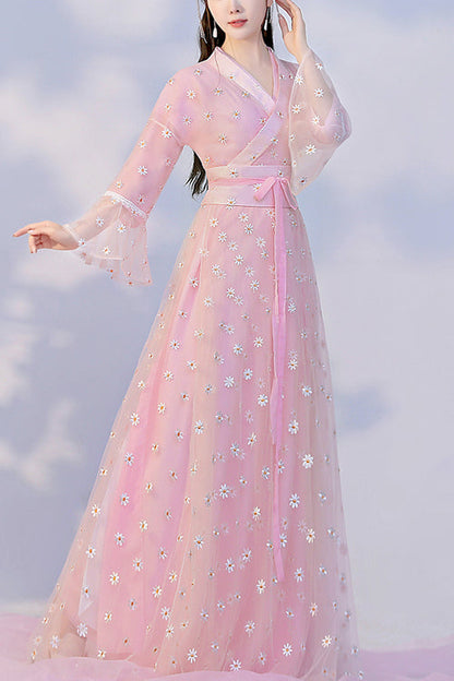 Gothic Lolita Dress - Sunflower, Pink, Chinese-Inspired Style, Embroidered, Sweet Style - main product image
