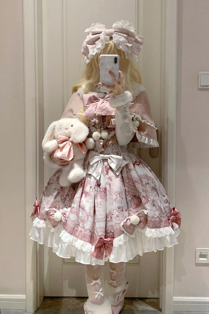 Gothic Lolita Dress - Sweet Dessert Cat, Pink, Sweet Style, Bow Detail, Lace Trim - additional product view 3