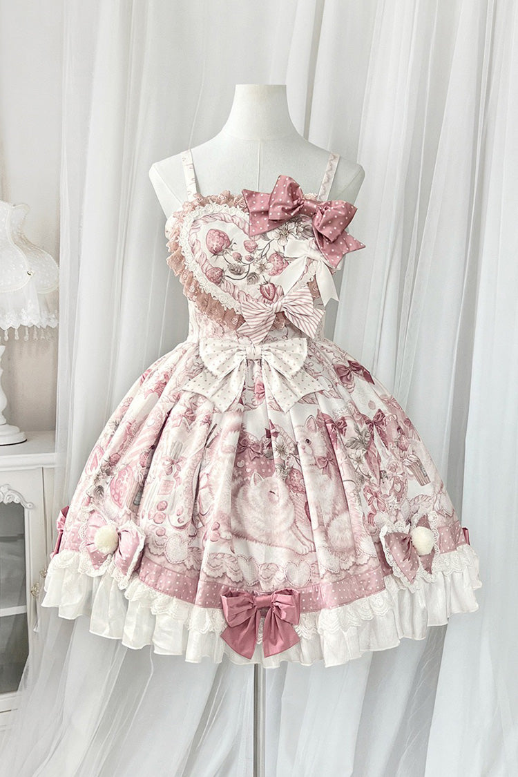 Gothic Lolita Dress - Sweet Dessert Cat, Pink, Sweet Style, Bow Detail, Lace Trim - additional product view 5