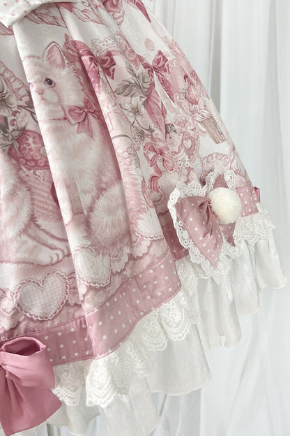 Gothic Lolita Dress - Sweet Dessert Cat, Pink, Sweet Style, Bow Detail, Lace Trim - additional product view 13