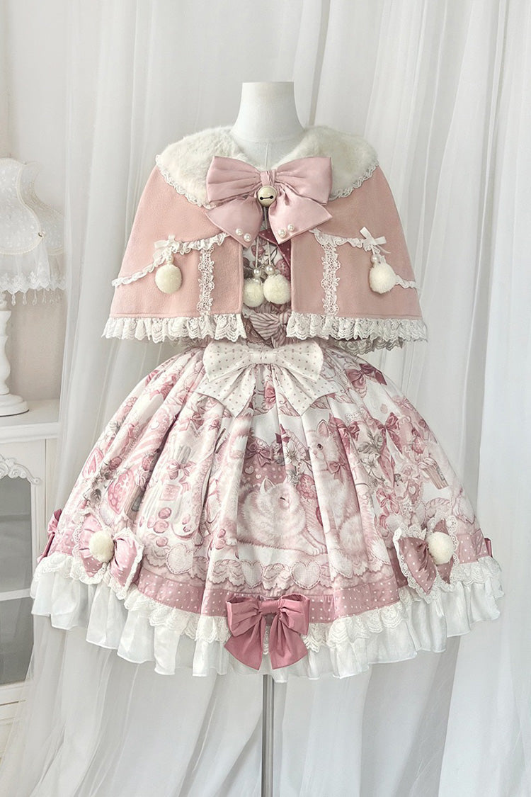 Gothic Lolita Dress - Sweet Dessert Cat, Pink, Sweet Style, Bow Detail, Lace Trim - main product image