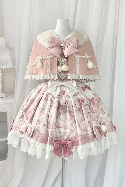 Gothic Lolita Dress - Sweet Dessert Cat, Pink, Sweet Style, Bow Detail, Lace Trim - main product image