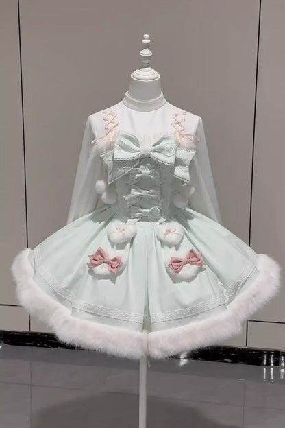 Gothic Lolita Dress - Sweet Dream Bunny, 2 Colors, Sweet Style, Bow Detail - S Green OP / M Green OP / L Green OP option