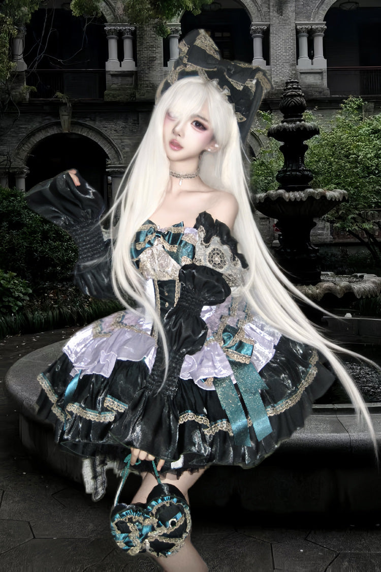 Gothic Lolita Dress - The Little Mermaid's Tears, 2 Colors, Lace Trim, Ruffled, Layered - additional product view 2
