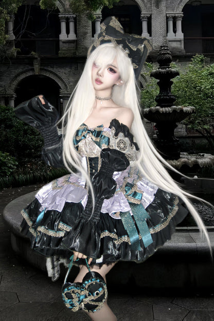 Gothic Lolita Dress - The Little Mermaid's Tears, 2 Colors, Lace Trim, Ruffled, Layered - additional product view 2