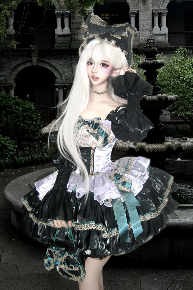 Gothic Lolita Dress - The Little Mermaid's Tears, 2 Colors, Lace Trim, Ruffled, Layered - additional product view 4