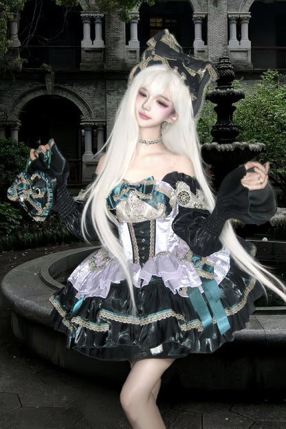 Gothic Lolita Dress - The Little Mermaid's Tears, 2 Colors, Lace Trim, Ruffled, Layered - main product image
