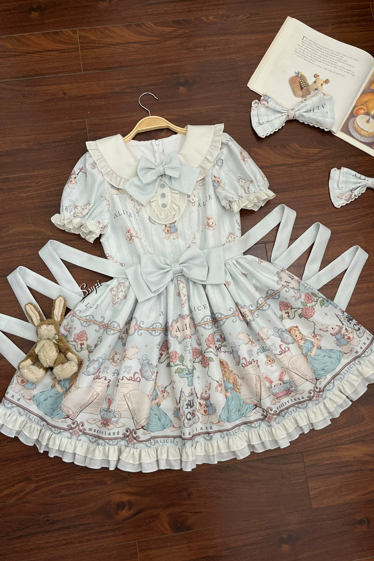 Gothic Lolita Dress - The Princess's Magical Diary, Blue, Ruffled, Printed, Sweet Style - additional product view 3